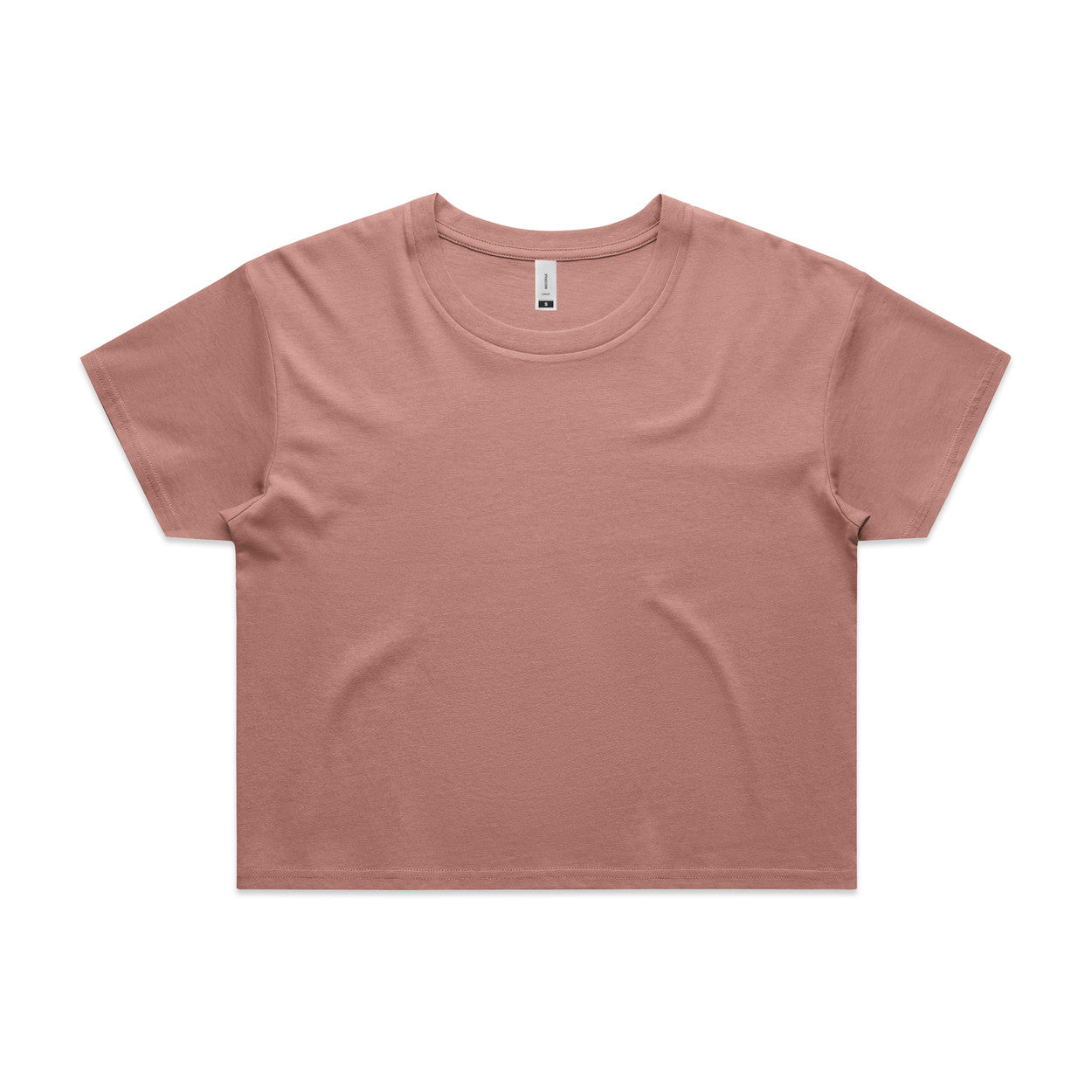 Dusty rose cropped t-shirt with short sleeves and a round neckline, made of soft cotton.