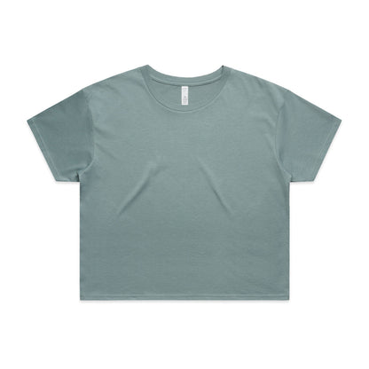 Sage green cropped t-shirt with short sleeves and a relaxed fit.