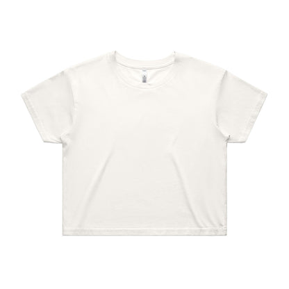 White cropped t-shirt with short sleeves and mock neck design.