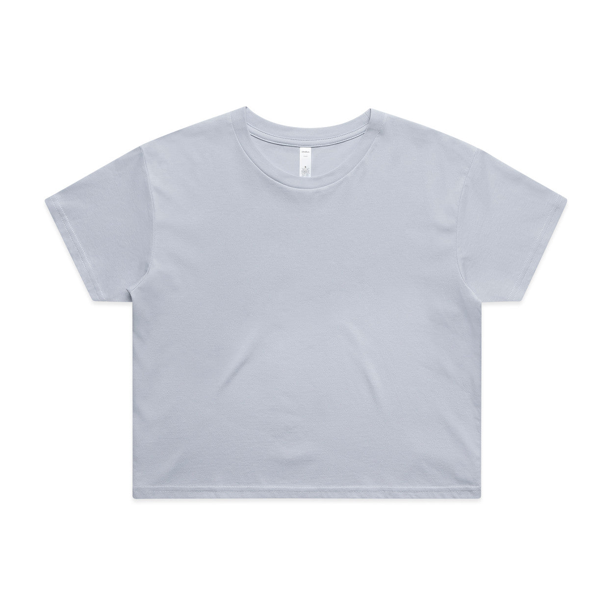 Light gray cropped t-shirt with short sleeves and a crew neck.