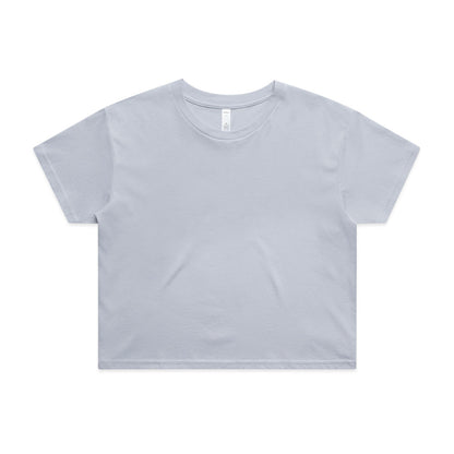 Light gray cropped t-shirt with short sleeves and a crew neck.
