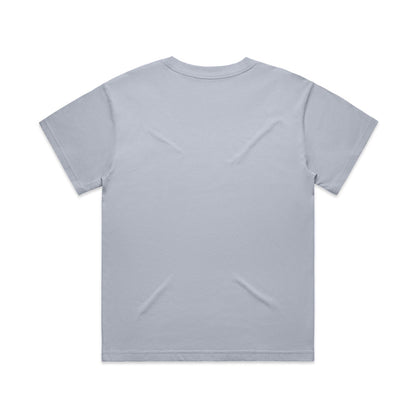 Light gray crew neck t-shirt with short sleeves and a simple design.