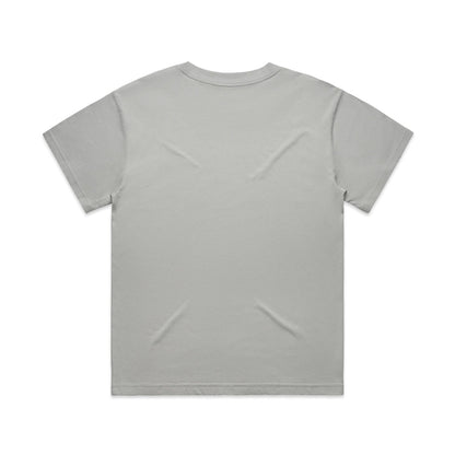 Light gray t-shirt with white logo and design