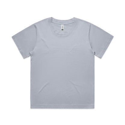 Gray crew neck t-shirt with short sleeves and a relaxed fit.