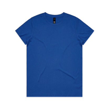 Royal blue crew neck t-shirt with short sleeves and a simple design.