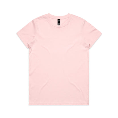 Light pink t-shirt with short sleeves and a crew neck.