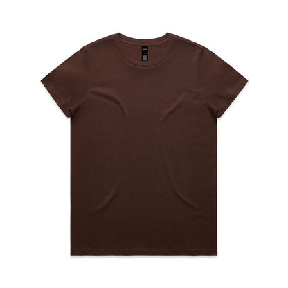 Brown crew neck t-shirt with short sleeves and a small logo on the back.