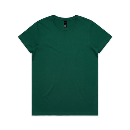 Green t-shirt with short sleeves and crew neck.