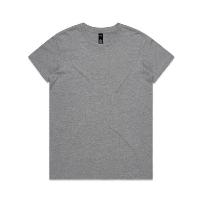 Heather gray crew neck t-shirt with short sleeves and a relaxed fit.