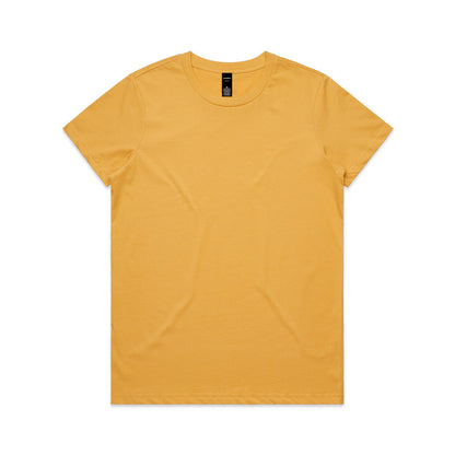 Mustard yellow crew neck t-shirt with short sleeves and a relaxed fit.