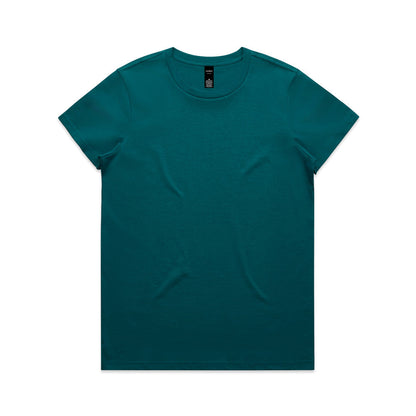 Teal t-shirt with short sleeves and a crew neck.