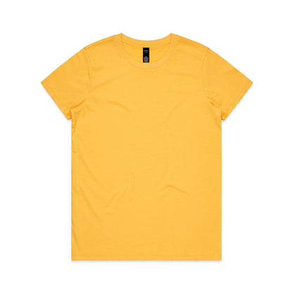 Yellow v-neck t-shirt with pocket and brand logo.