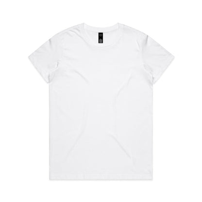 White v-neck t-shirt with short sleeves and a simple design.