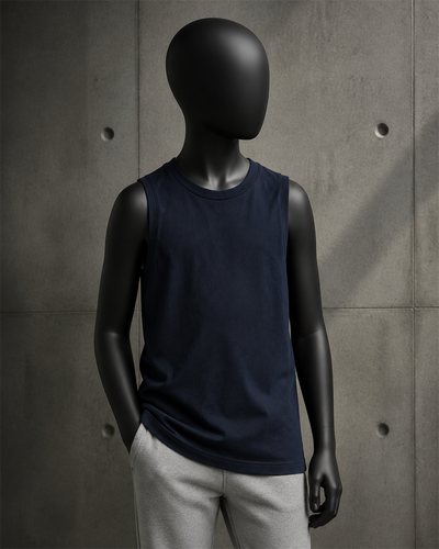 Youth Barnard Tank 3010 blank product on dark industrial concrete background