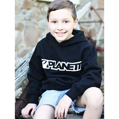 Boy in black hoodie.