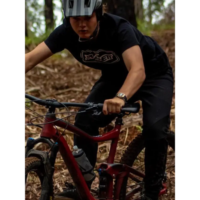 Red mountain bike.